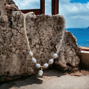 Vintage You and I real pearl and glass bead necklace, stamped, signed